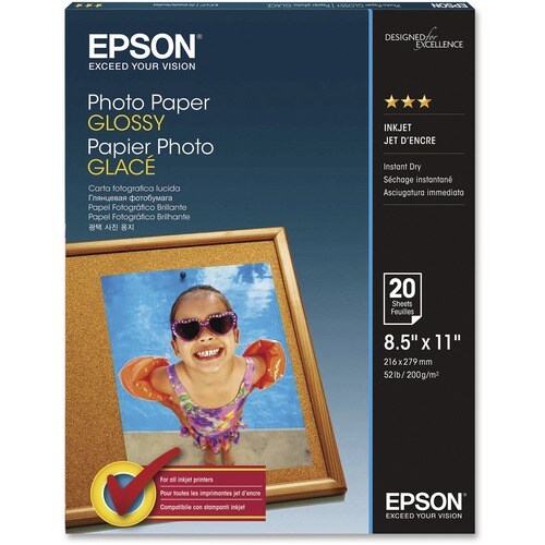 PAPIER PHOTO EPSON BRILLANT FORMAT LETTRE 20 FEUILLES
