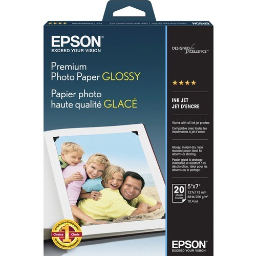 PREMIUM GLOSSY PHOTO PAPR BORDERLESS 5INX7IN 20 CT
