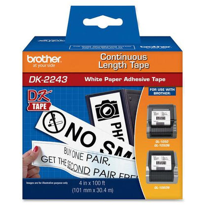 Brother DK2243 Continuous Length Paper Labels - 4\" (101.60 mm) Width - Direct T
