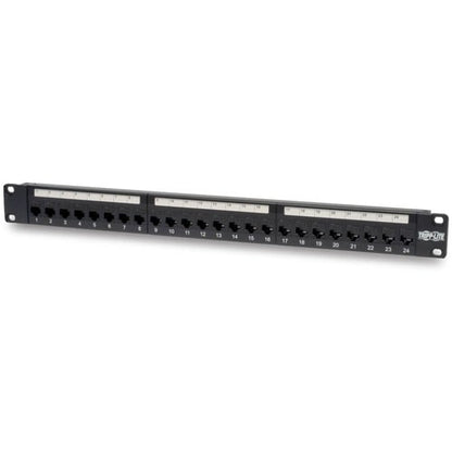 Tripp Lite 24-Port Cat6 Cat5 Patch Panel Feed Through Rackmount 568A/B RJ45 1URM TAA - 24