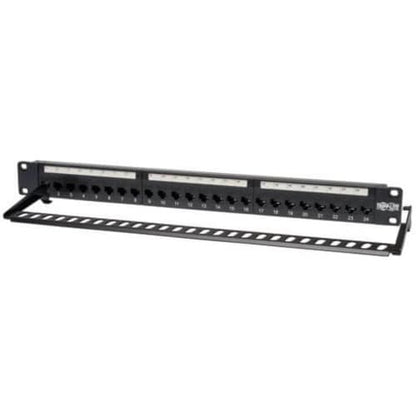 Tripp Lite 24-Port Cat6 Cat5 Patch Panel Feed Through Rackmount 568A/B RJ45 1URM TAA - 24