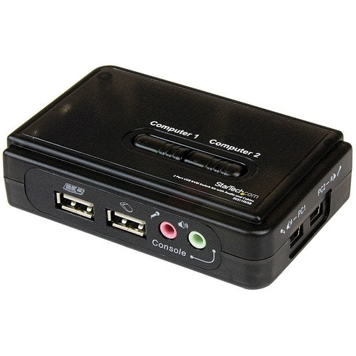 COMMUTATEUR KVM USB VGA 2 PORTS AVEC AUDIO ET CÂBLES