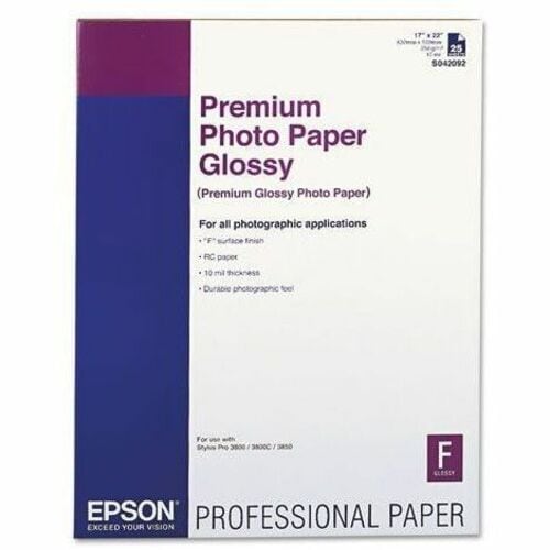 PAPEL FOTOGRÁFICO BRILLANTE PREMIUM DE 25 HOJAS 17X22 STYLUS PHOTO 1270
