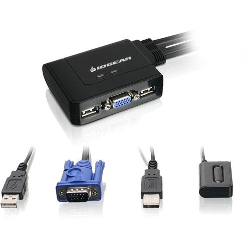 CONMUTADOR KVM VGA USB DE 2 PUERTOS CON DISEÑO DE CABLE CONECTADO INTEGRADO