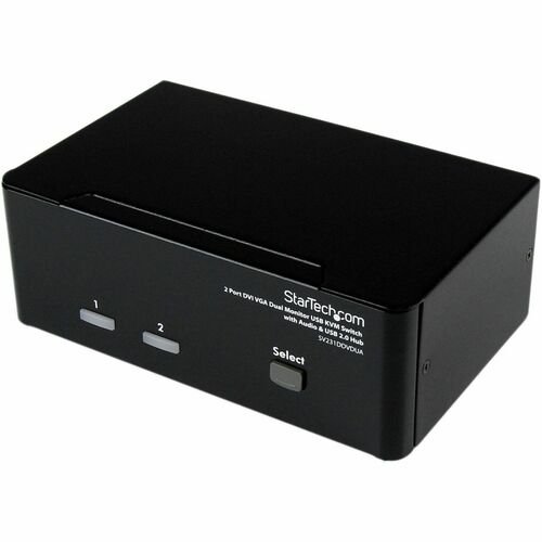 2PORT DVI VGA USB KVM SWITCH DUAL MONITOR W/ AUDIO  USB HUB
