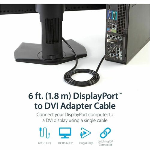 StarTech.com 6ft (1.8m) DisplayPort to DVI Cable, DisplayPort to DVI Adapter Cab
