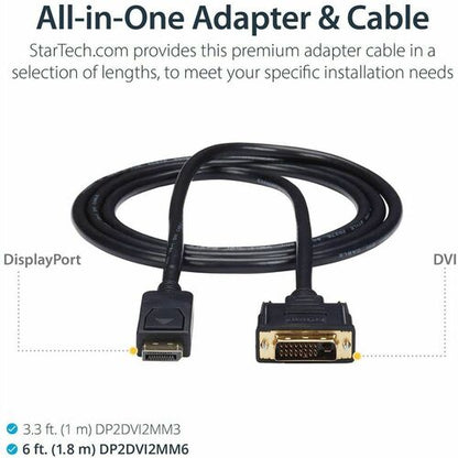 StarTech.com 6ft (1.8m) DisplayPort to DVI Cable, DisplayPort to DVI Adapter Cable, DP to