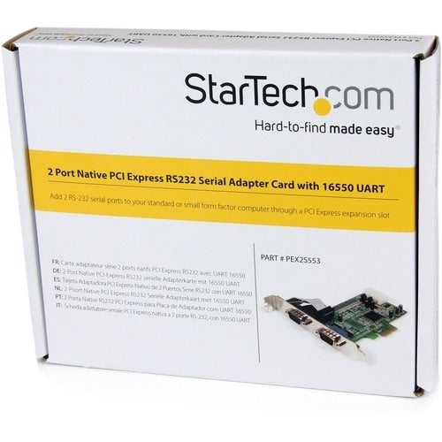 StarTech.com 2 Port PCIe Serial Adapter Card with 16550 - Add 2 RS
