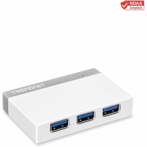 Mini hub compact TRENDnet 4 ports USB 3.0 avec câble USB 3.0 intégré,