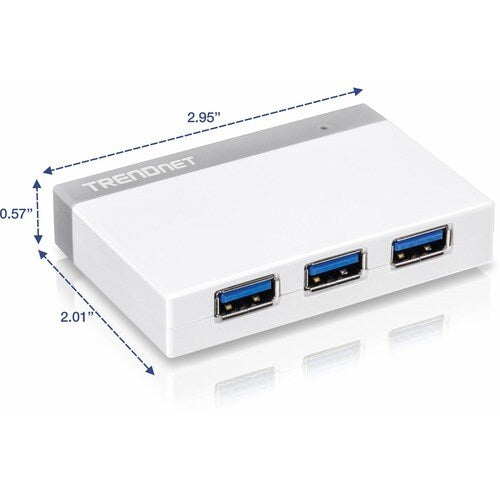 Mini hub compact TRENDnet 4 ports USB 3.0 avec câble USB 3.0 intégré,