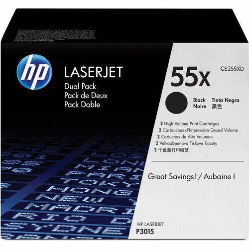 Lot de 2 cartouches de toner noir 55X pour imprimante laser Jet d'encre P3015