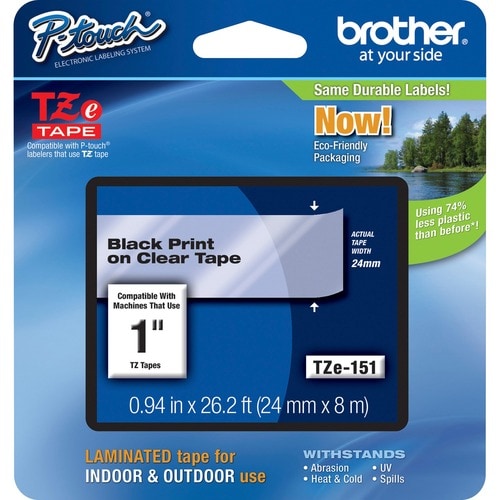 Ruban laminé P-touch TZe - 25,4 mm (1 po) de largeur x 8 m (26 1/5 pi) de longueur - Rec