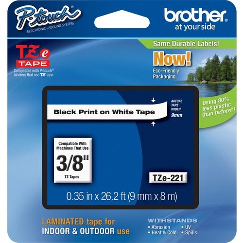 9MM BLACK ON WHITE TAPE FOR .P-TOUCH