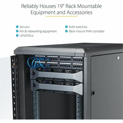 StarTech.com Armoire rack serveur 25U à 4 montants, armoire rack de données 19 pouces pour