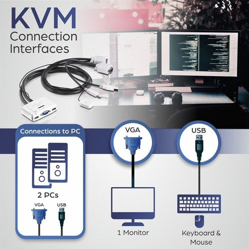 2PORT 2U 2XUSB TYPE A PORT 2X15PIN VGA PORT KVM SWITCH