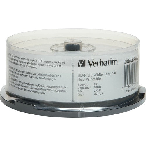 Verbatim BD-R DL 50GB 8X, White Label, DataLife+, White Ther