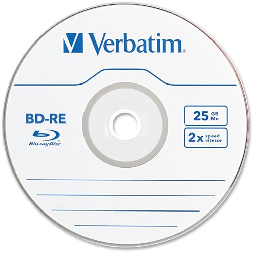 Disques BD-RE Verbatim 25 Go 2X avec surface de marque - 10 pack, broche B