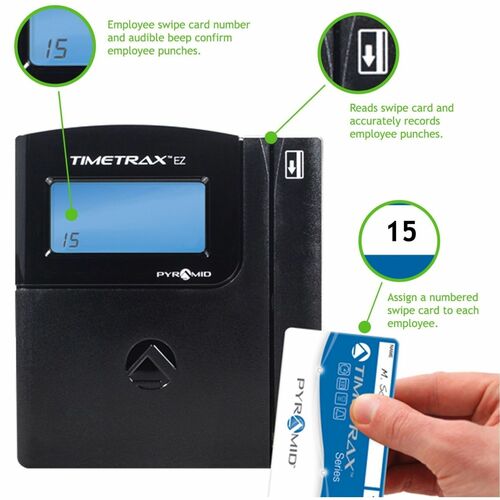 Pyramid Time Systems TimeTrax EZ Swipe Time Clock System, Ethernet - Magnetic St