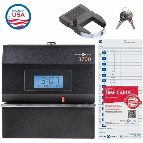 Pyramid Time Systems 3700 Heavy Duty Time Clock & Document Stamp - Card Punch/St