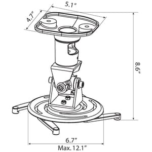 Amer Mounts Universal Ceiling Projector Mount - White - Supports up to