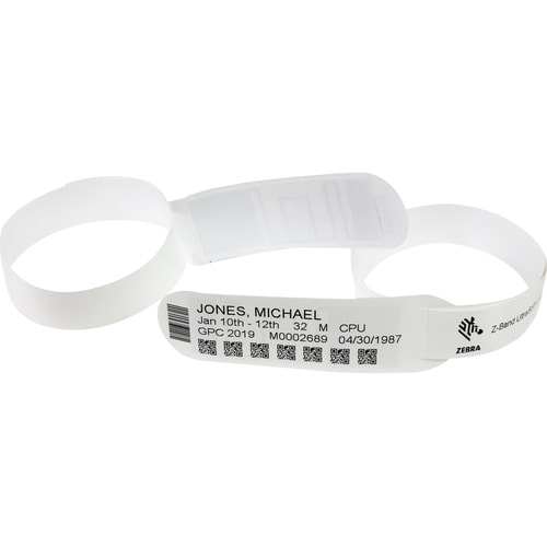 Zebra Z-Band UltraSoft Wristband Cartridge Kit (White) - 1\" (25.40 mm) Width x