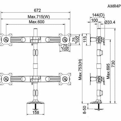Soporte de escritorio Amer Mounts para pantalla plana y LCD
