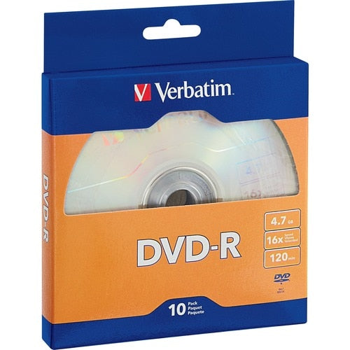 DVD-R Verbatim 4,7 Go 16X avec surface de marque - Lot de 10