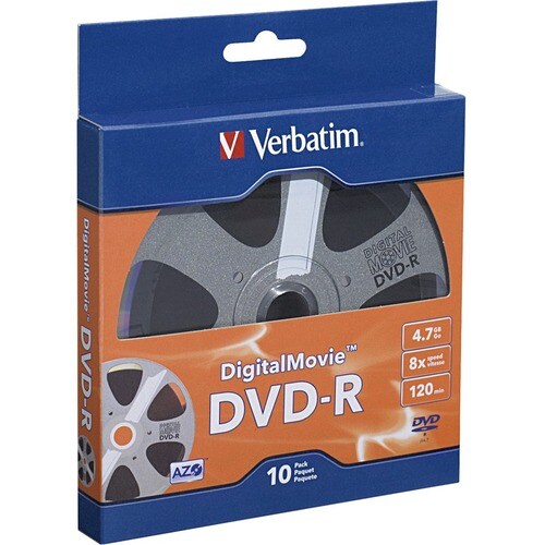 DVD-R Verbatim 4,7 Go 8X avec DigitalMovie Surface - Paquet de 10