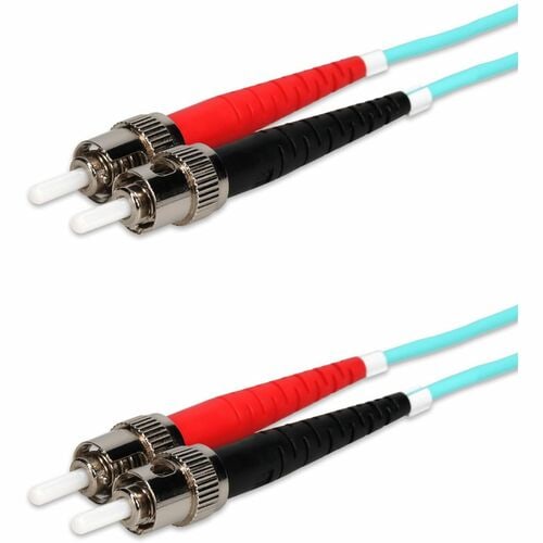 AddOn 20m ST to ST Aqua OM4 Duplex OFNR (Riser-Rated) Fiber Patch Cable - 65.6 f