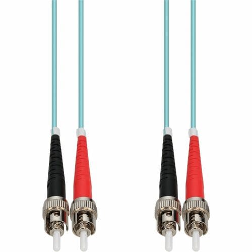 AddOn 20m ST to ST Aqua OM4 Duplex OFNR (Riser-Rated) Fiber Patch Cable - 65.6 f