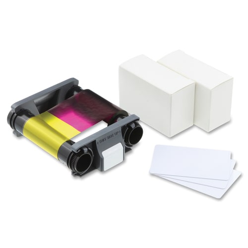 Evolis Ribbon/Card Kit - Dye Sublimation - 100 Cards - YMCKO - 1 Each