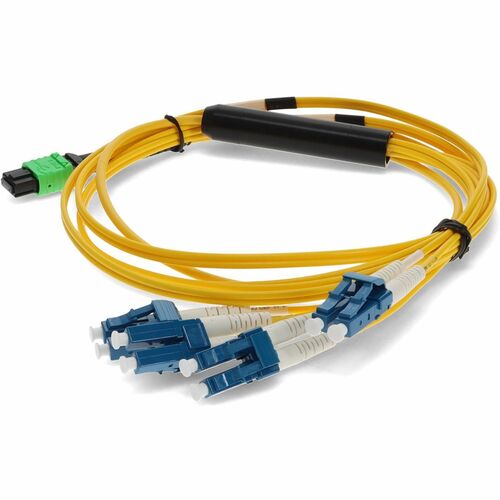 Câble patch jaune AddOn 1 m MPO vers 4xLC Duplex Fanout SMF pour Juniper