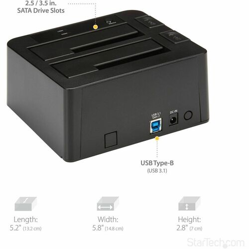 USB 3.1 2BAY GEN 2 SATA DOCK TOOL-FREE  TRAYLESS WITH UASP