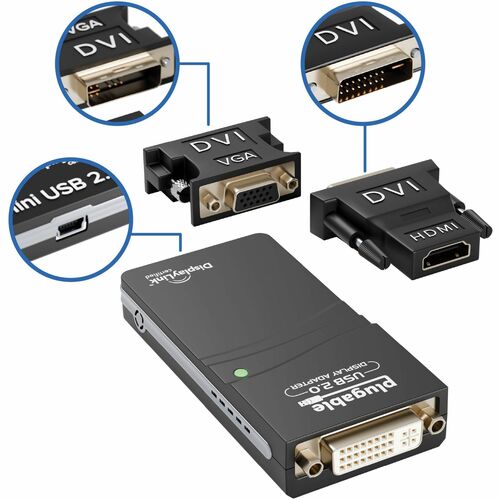 Plugable USB 2.0 to DVI/VGA/HDMI Video Graphics Adapter for Multiple Monitors