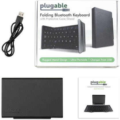 Plugable Foldable Bluetooth Keyboard Compatible with iPad, iPhones,