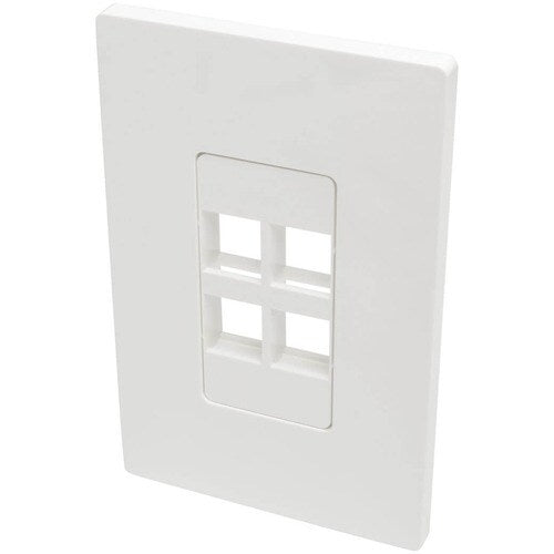 Tripp Lite by Eaton 4-Port Single-Gang Universal Keystone Wallplate, White - 4 x