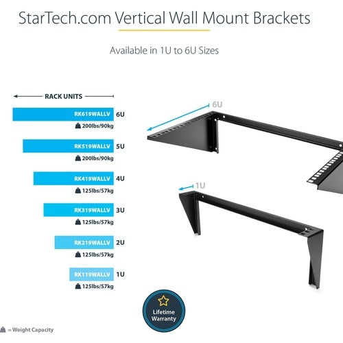 6U VERTICAL WALL-MOUNT BRACKET STEEL LOW-PROFILE WALL-BRACKET