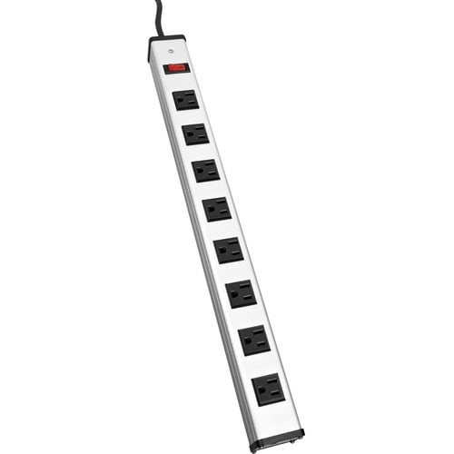 V7 8-Outlet Horizontal Industrial Metal Power Strip 125V, 15A, 12-ft.