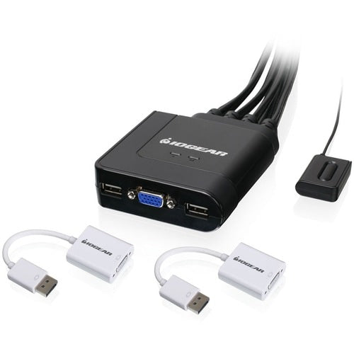IOGEAR 2-Port USB VGA Cable KVM with DisplayPort Adapters - 2 Computer(s) - 1 Local User(s