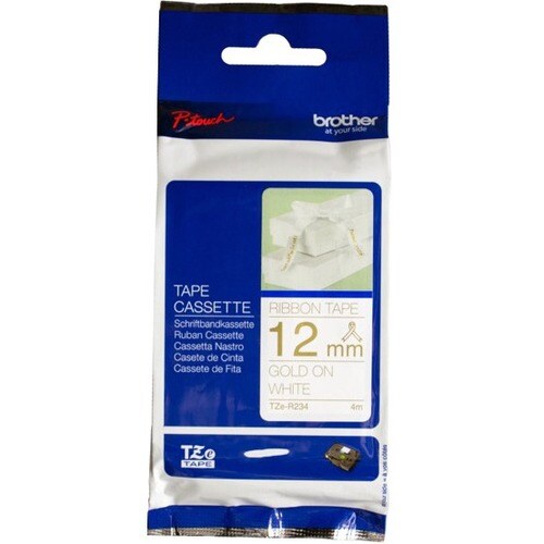 CINTA DE ETIQUETADO DORADA SOBRE BLANCA DE 12 MM