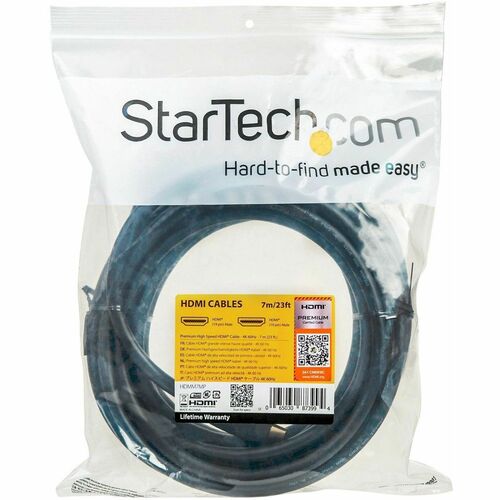 StarTech.com 23ft (7m) Premium Certified HDMI 2.0 Cable with Ethernet
