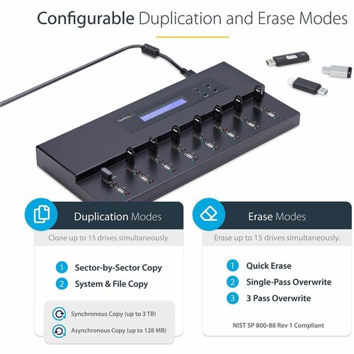 StarTech.com 1:15 Standalone USB Duplicator and Eraser - for USB Flash Drives