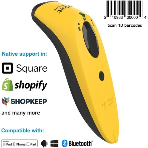 Socket Mobile SocketScan® S730, escáner de código de barras láser, amarillo - Conexión inalámbrica