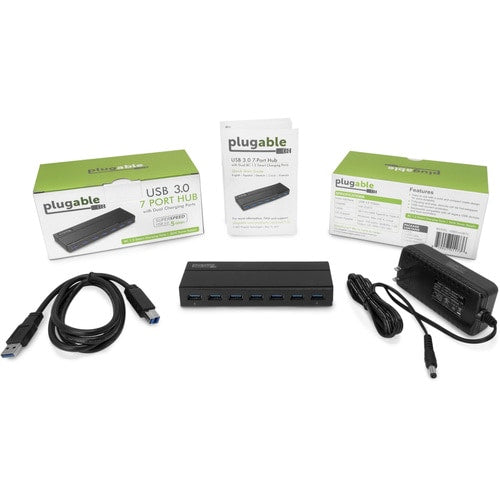 Hub USB 3.0 7 ports Plugable avec adaptateur secteur 36 W - USB 3.0 Type A