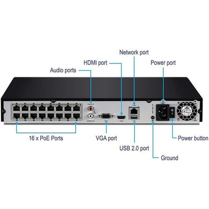 TRENDnet 16-Channel H.264/H.265 PoE+ NVR - 16 Channel 4K UHD PoE+ NVR