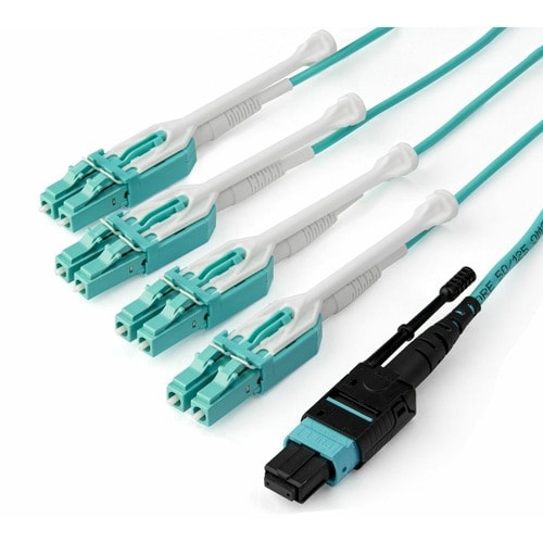 StarTech.com 3m (10ft) MTP(F)/PC to 4x LC/PC Duplex Breakout OM3 Multimode Fiber Optic Cable