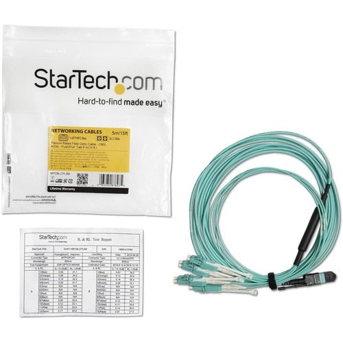 Câble fibre optique multimode OM3 MTP(F)/PC vers 4x LC/PC Duplex Breakout StarTech.com de 5 m (16,4 pi)