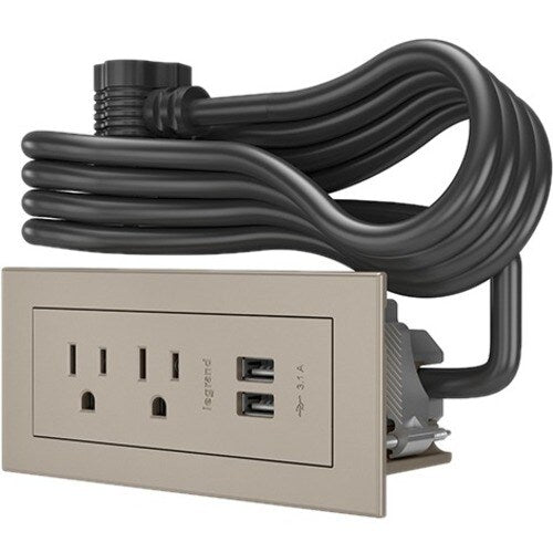 Chief Radiant Power Center, 2 AC, 2 USB-A, Nickel - 120 V AC / 15 A Re