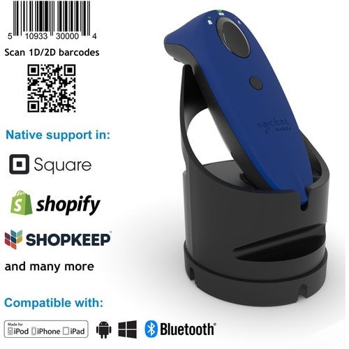 Socket Mobile SocketScan® S740, escáner de código de barras universal, base azul y negra - W