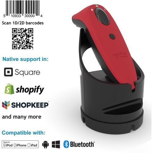 Socket Mobile SocketScan® S740, escáner de código de barras universal, base roja y negra - Wi-Fi